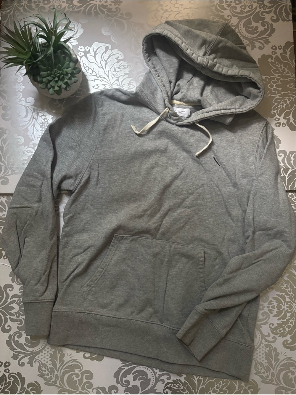 Saturdays New York City Heather Gray Pullover Hooded Sweatshirt